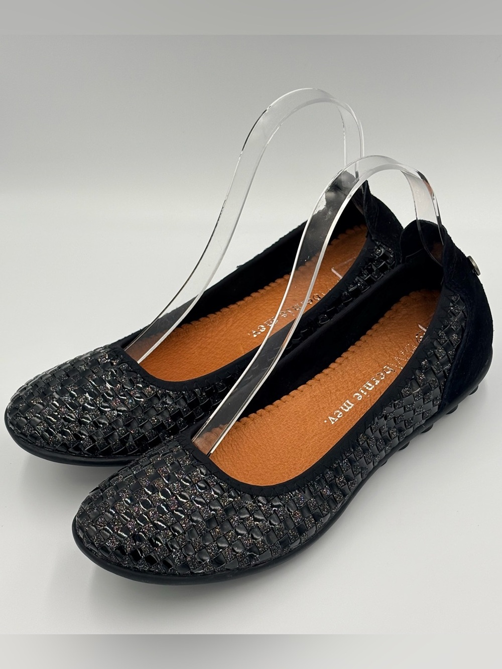 Bernie Mev Black Woven Shimmer Sparkle Balletcore Slip On Flats Size 9 - Picture 7 of 14